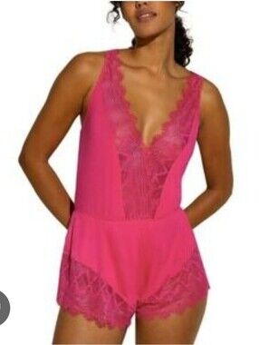 NWT Cosabella Lace-Trim V-Neck Romper womens Allure Sleep Teddy Sz S $100
